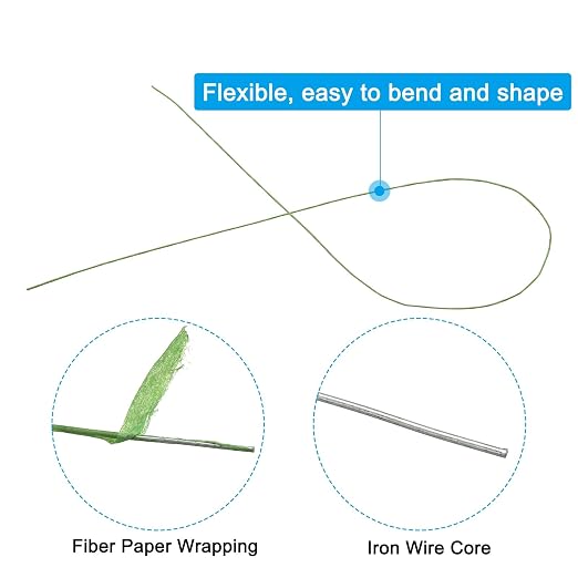 PATIKIL 30 Gauge 16" Floral Stem Wire, Light Green - Image 3