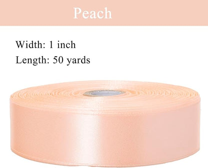 1 Inch Peach Solid Satin Ribbon, 50 Yards Craft Fabric Ribbon - Image 3