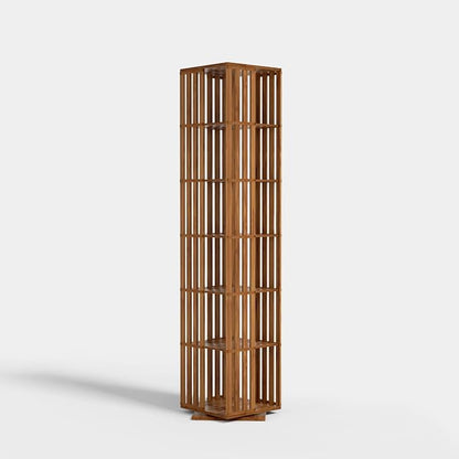 YOWOS Rotating Bookshelf Tower, 360 Display Spinning Bookcase, Bamboo Bookshelf by YOWOS