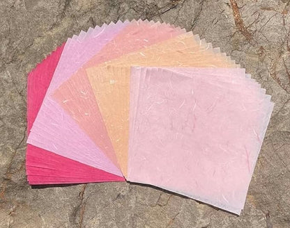50 Sheets 6 x 6 Inches Natural Fiber Mulberry paper Sheets Square Origami Paper by RATREE888