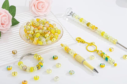 LAIDANLA Yellow Mix Large Hole Beads, 14mm x 5mm, Loose Beads - Image 2