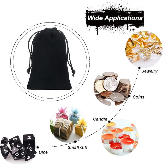 Shintop 20pcs velvet bags with drawstrings, 4x6inch Gift Bags Black Velvet - Image 5