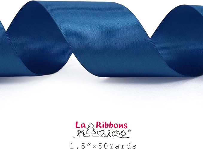 LaRibbons 1 1/2 Inch 50 Yard Double Faced Satin Ribbon, Royal Blue Satin Craft - Image 5