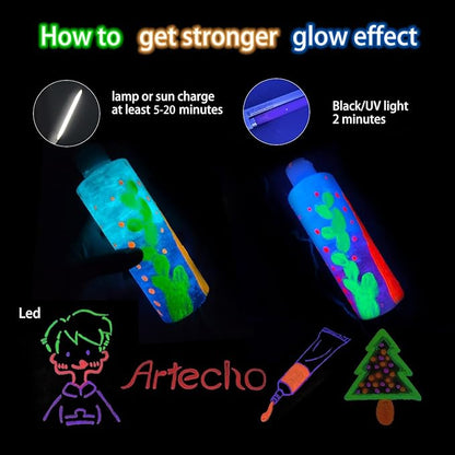 Artecho Glow in the Dark Paint, Neon Blue Paint Tubes, Art Craft Paints - Image 5