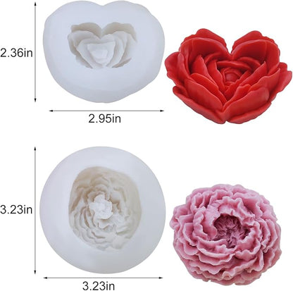 3D Flower Silicone Soap Mold 2 pcs Rose Flower Molds Peony Candle Mold - Image 2