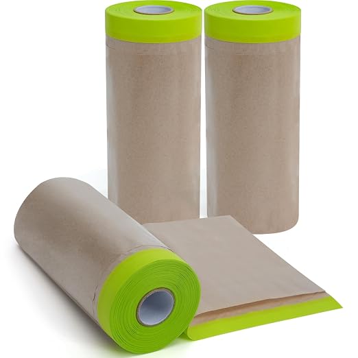 ADHES Pre-Taped Masking Paper for Painting, 3 Rolls 12 Inch x 50 Feet Tape and by ADHESTAPEPERSUITOFPERFECTION