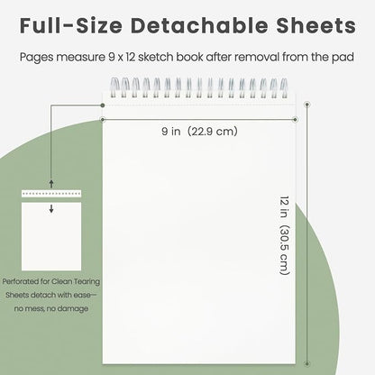 Sketch Pad 9x12 Inch, 1 Pack-100 Sheets Spiral Drawing Paper - Image 2