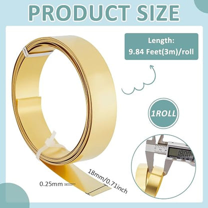 BENECREAT 9.84 Feet 30Gauge Brass Flat Bezel Wire, 18mm Wide Flat Jewelry Craft - Image 2