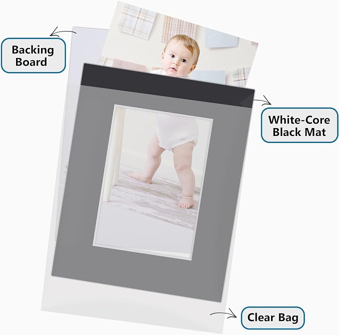Somime 10 Pack 11x14 Black Picture Mat Kit - Image 5