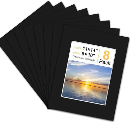 Phinus 8 Pack Picture Mats for Frames, Acid Free 11x14 Matted to 8x10, Picture by Phinus