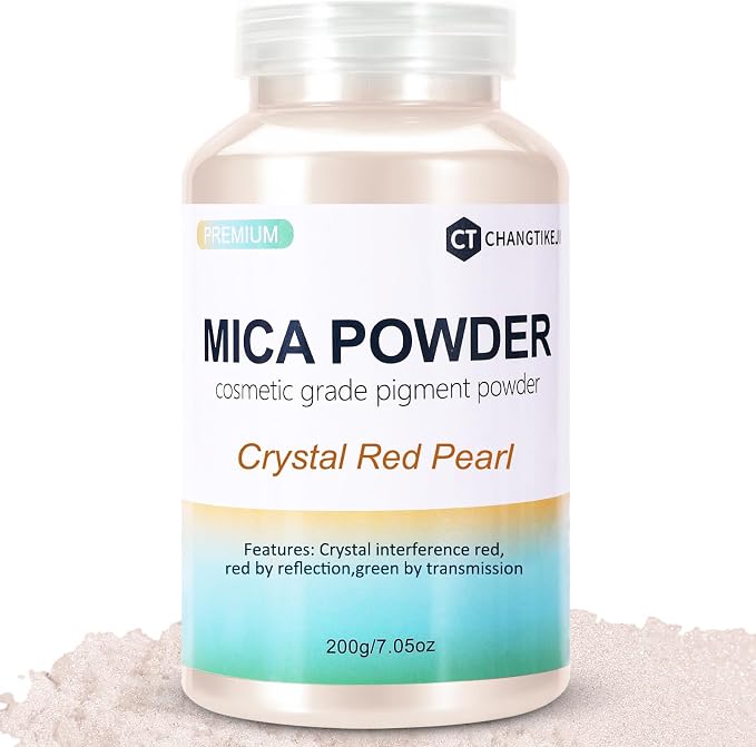 Mica Powder, 7.05OZ（200g）, Crystal Red Pearl Mica Powder Pigment by CHANGTIKEJIWelcomeYouOrder