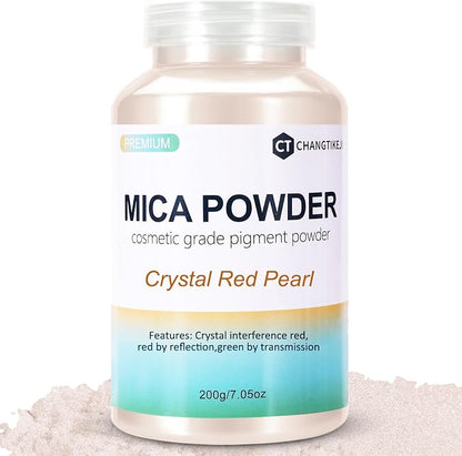 Mica Powder, 7.05OZ（200g）, Crystal Red Pearl Mica Powder Pigment by CHANGTIKEJIWelcomeYouOrder