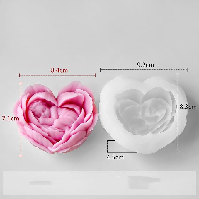 Heart Rose Flower Succulent Candle Mold - Image 3