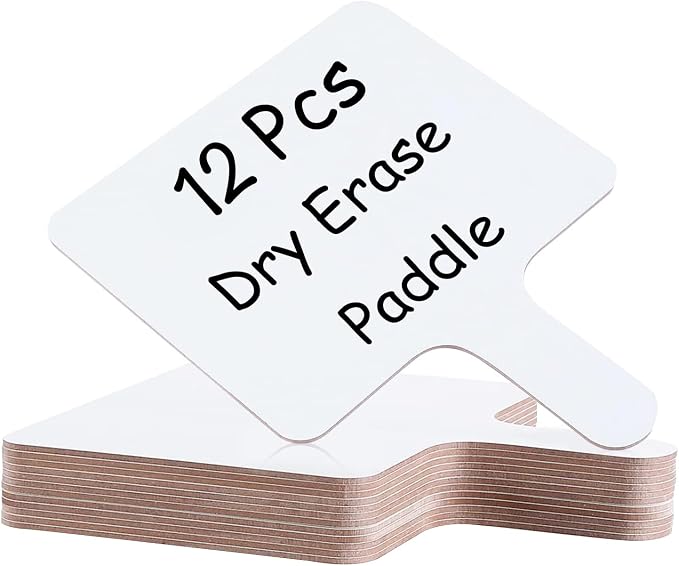 12 Pcs Dry Erase Answer Paddle 7 x 9 Inch Handheld Wooden White Board Double by zzhxkjhky