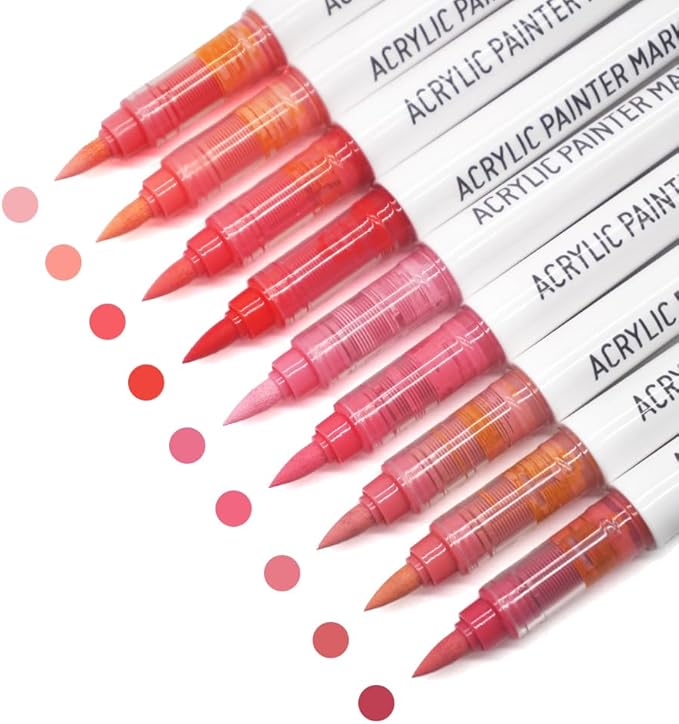 Water Based Acrylic Paint Markers, 9 Colors Acrylic Paint Pens Set by Yolaka