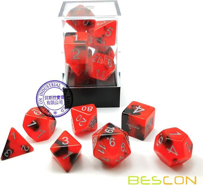 Bescon Two-Tone Glow-in-The-Dark Polyhedral Dice Set HOT Rocks, Luminous RPG - Image 6