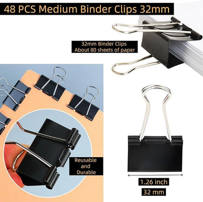 48 PCS Medium Binder Clips, 1-1/4 inch 32mm Binder Clips, Paper Clamps Medium - Image 2