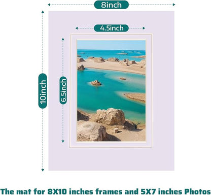HOTUO 10 Pack Acid Free White Picture Frame Mats, Pre-Cut 8x10 Picture Mats - Image 2