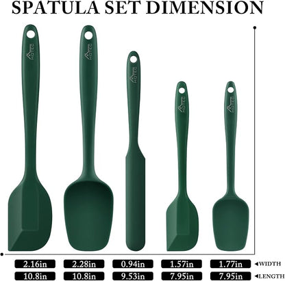 HOTEC 600℉ Heat Resistant BPA-Free Silicone Rubber Spatula Set, Kitchen Cooking - Image 2