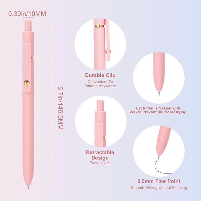 Ddaowanx Colored Gel Pens, 0.5mm Fine Point Retractable, Colorful Pens - Image 2