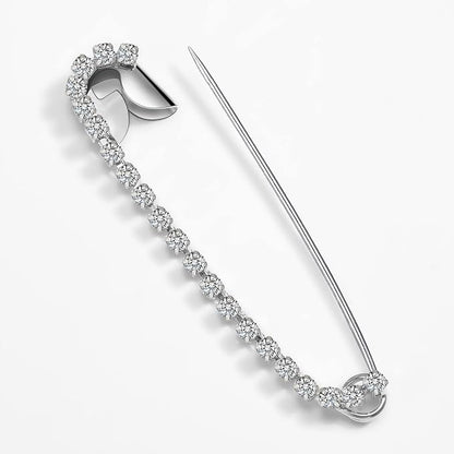 Housweety 10 Silver Tone Rhinestone Safety Pins Brooches 5.8x1.2cm - Image 3