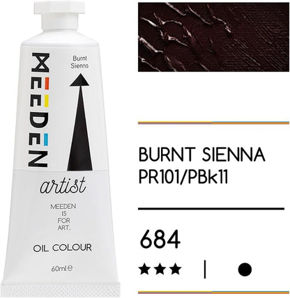 MEEDEN Artist Grade Oil Paint: Burnt Sienna - 60ml/2oz Tube - Professional Art - Image 2
