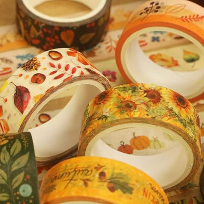 YUBBAEX 10 Rolls Four Seasons Washi Tape Set Yellow Leaves & Flowers Masking - Image 9