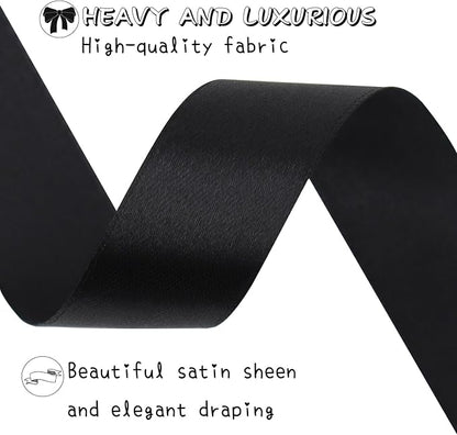 Black Solid Satin Ribbon 1 Inch 25 Yards Solid Polyester Fabric Ribbon - Image 4
