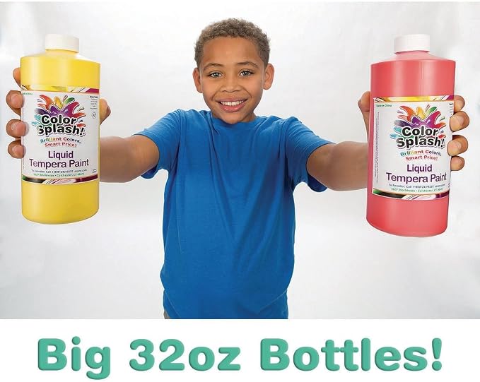 S&S Worldwide Color Splash! Liquid Tempera Bulk Paint, 32-oz Easy-Pour Bottles - Image 5