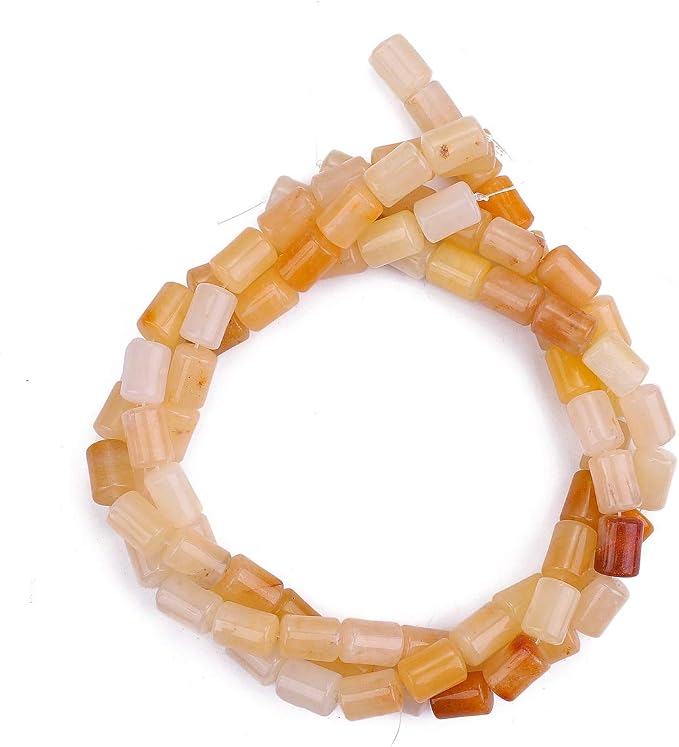 Natural Yellow Jade Cylinder Stone Loose Semi Gemstone Beads - Image 4