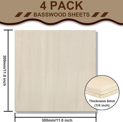 Basswood Sheets 12 Pack 12×12 x 1/4 Inch Unfinished Plywood Sheets Thin Craft - Image 4