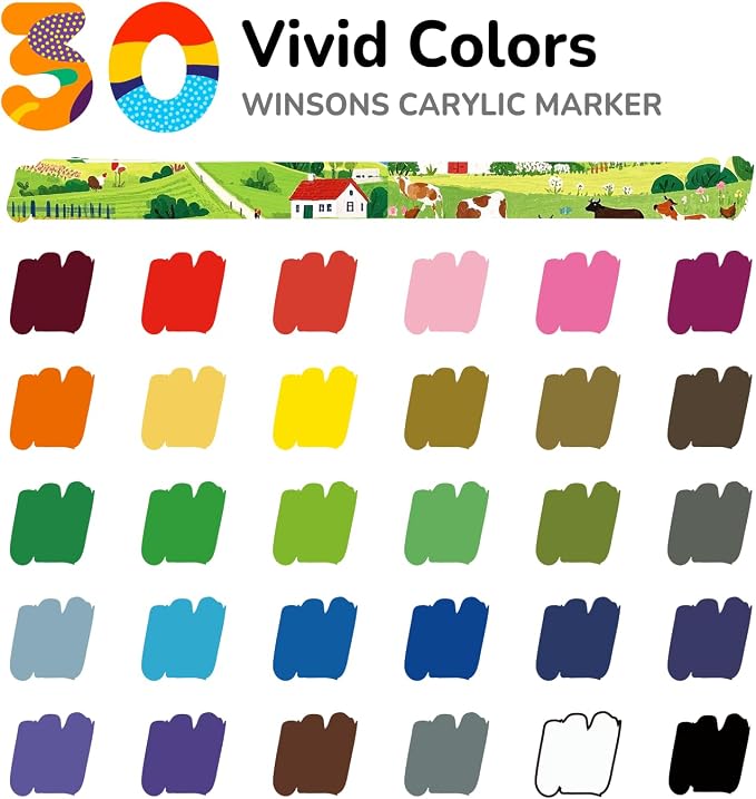Acrylic Markers, 30 Dual-Tip Paint Pens - Image 7