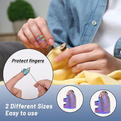 8 Pcs Sewing Thimbles, Sewing Thimble Finger Protector, Fingertip Thimble Metal - Image 6