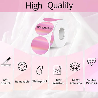 Holographic Thermal Labels Stickers 1.5 inch, Glitter Round Direct Thermal - Image 4