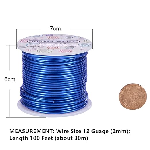 BENECREAT 12 Gauge Jewelry Craft Aluminum Wire 100 Feet Bendable Metal - Image 2