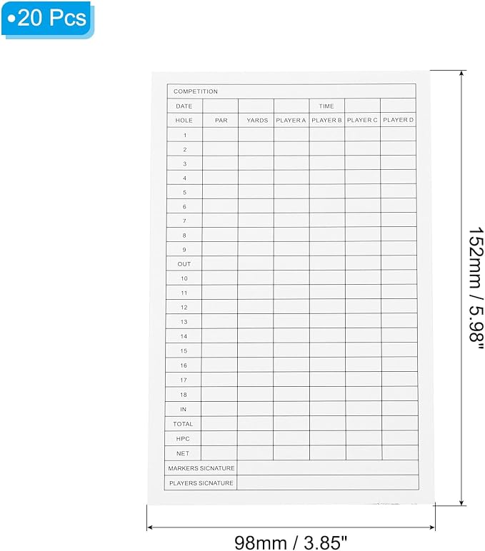 PATIKIL Golf Score Sheet, 20 Sheets 6 x 3.9 Inch Golf Scorecard Record Score - Image 2