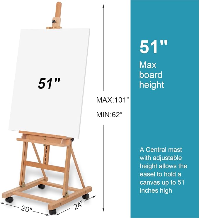 H-Frame Studio Easel, Beechwood Artist Easel - Image 2