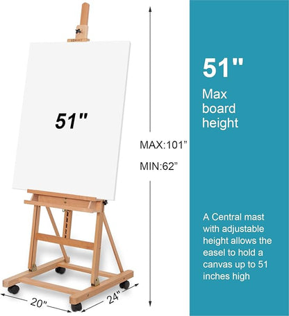 H-Frame Studio Easel, Beechwood Artist Easel - Image 2