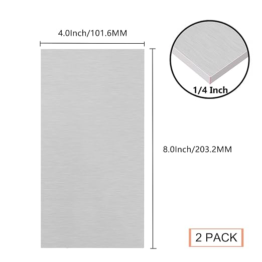 2Pack 6061 T651 Aluminum Sheet Metal 4 x 8 x 1/4 Inch Plain Thin Aluminum Plate - Image 2