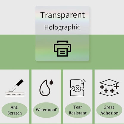 3 Inch Square Transparent Thermal Label Stickers, Holographic Clear - Image 3