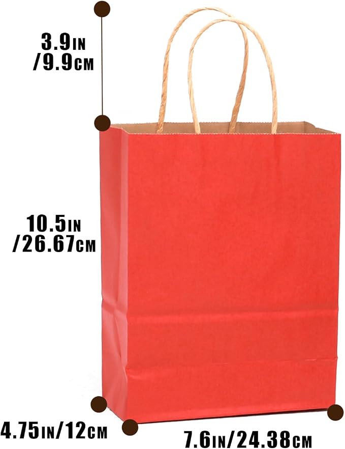 qiqee 32-Packs Red Paper Gift Bags - Image 3