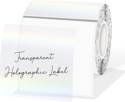 3 Inch Square Transparent Thermal Label Stickers, Holographic Clear by Unknown