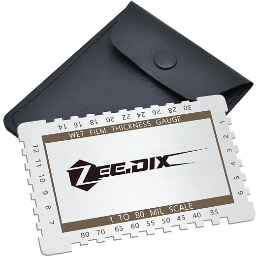 ZeeDix Stainless Steel Metal Wet Film Thickness Gauge Comb, 1-80 Mil Scale by ZeeDix