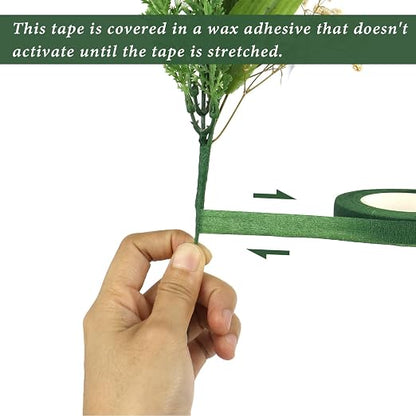 BOMEI PACK Dark Green Floral Tape 12 Rolls 1/2 inch x 30yds - Image 5