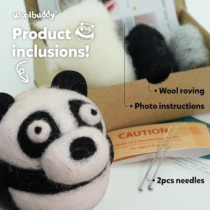 Woolbuddy Needle Felting Kit for Beginners & Adults – Panda DIY Felt Animal - Image 5