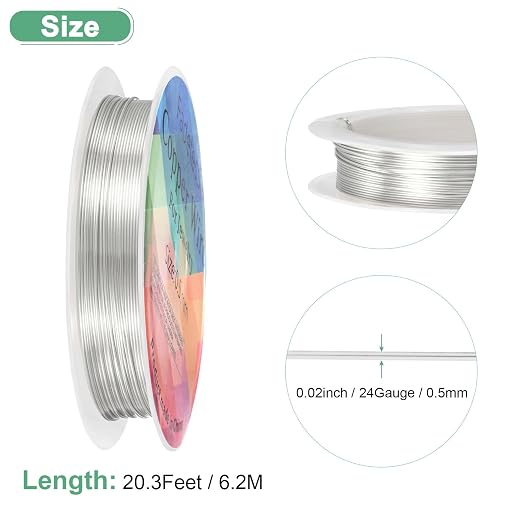 0.5 mm/24 Gauge Copper Wire for Jewelry Making, 20.3FT Copper Beading Craft - Image 3