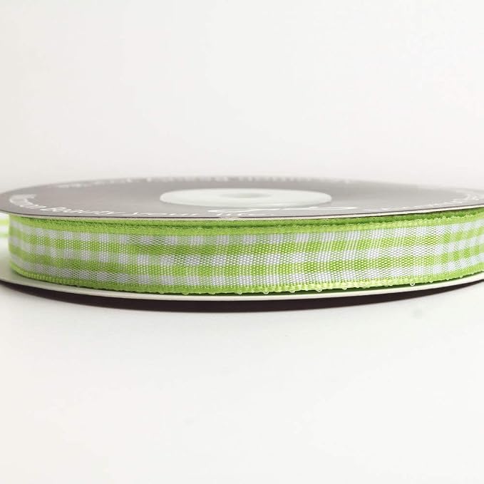 Apple Green Gingham Plaid Checked Ribbon 25 Yard Each Roll 100% Polyester - Image 4