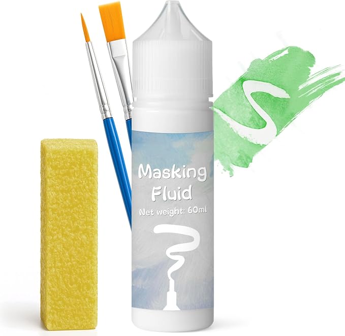 White Masking Fluid for Watercolor Painting 60ml, Resistant Ink and Pouring by INNOVAYOU