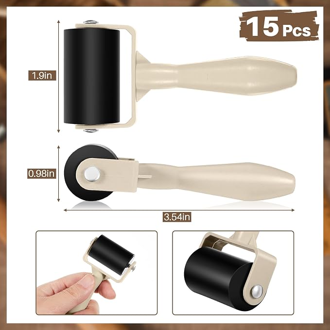 Frienda 15 Pcs Rubber Brayer Rollers 1.9 Inch Rubber Ink Roller - Image 2