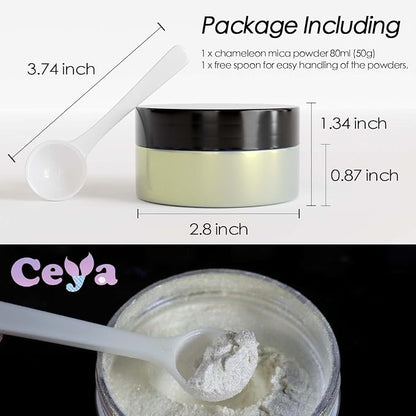 Ceya Interference Mica Powder, 1.8oz/ 50g Ghost Gold Chrome Nail Powder - Image 4
